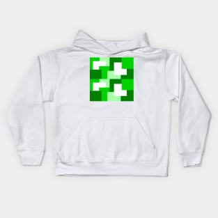 Green abstract squares tiles pattern Kids Hoodie